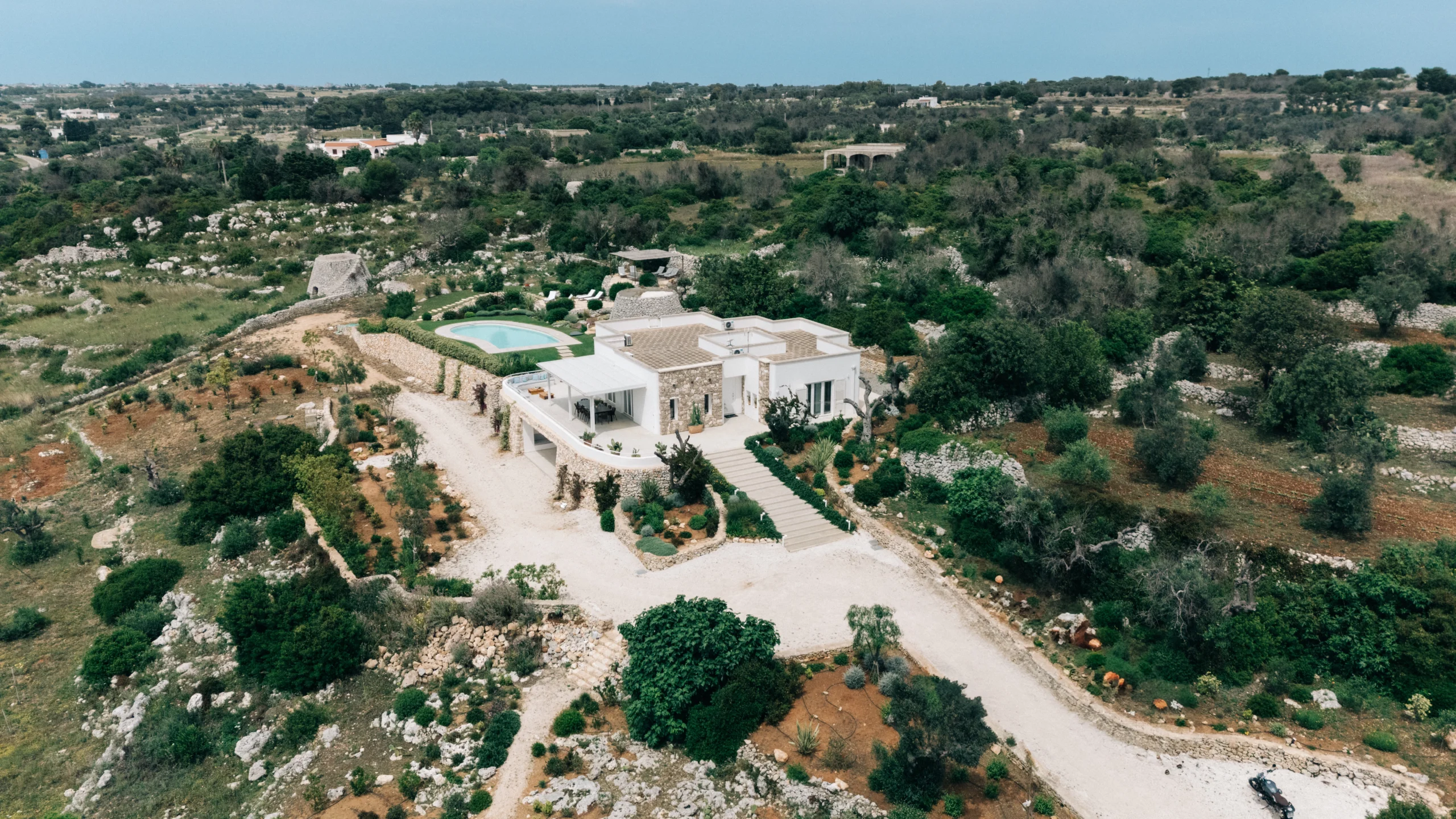 Luxury stone villa with infinity pool and panoramic countryside views near the Adriatic coast in Puglia