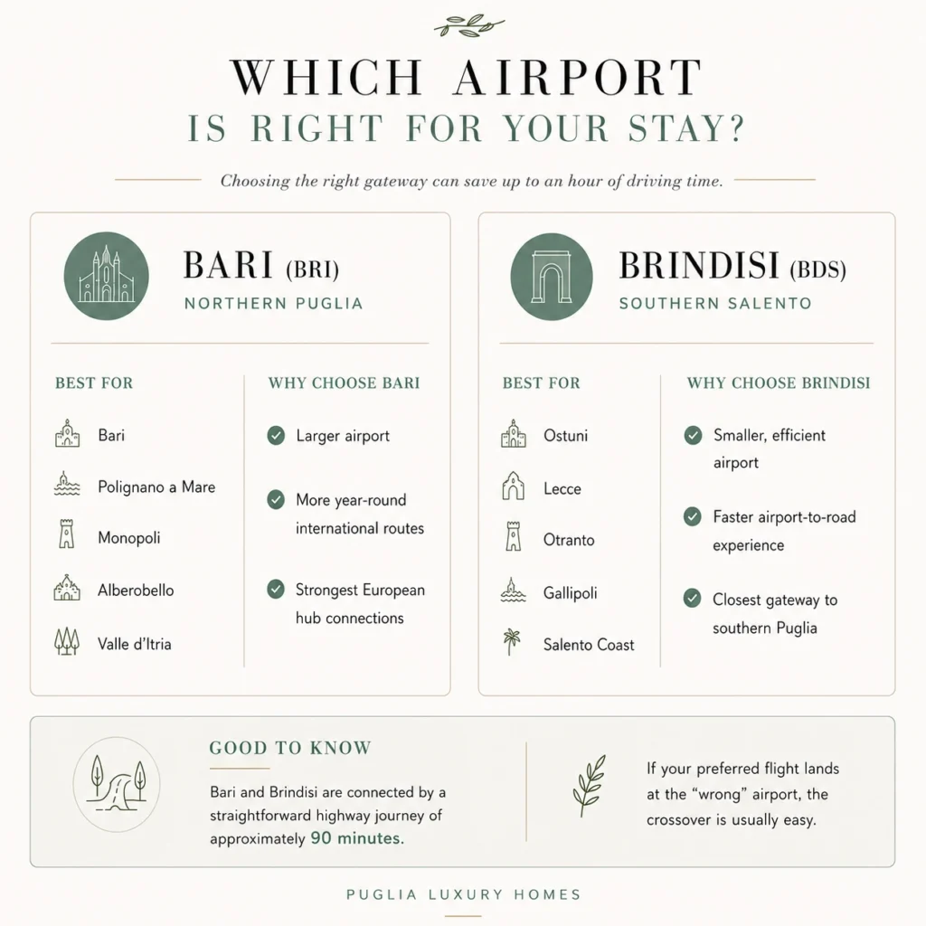 which airport is right for you puglia italy